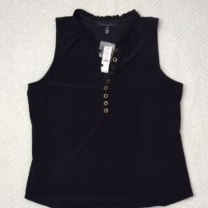 White House Black Market Black Tank Top with Gold Eyelets